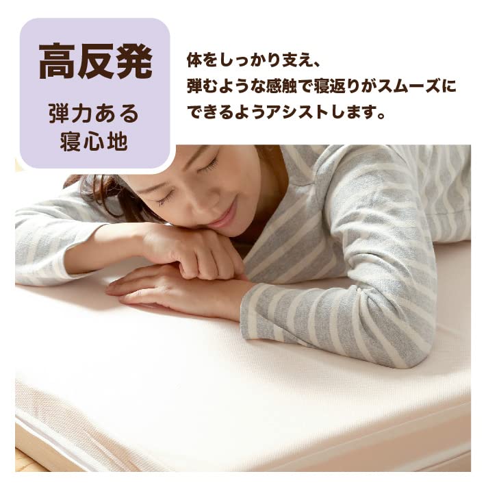 Amazon｜マットレス 高反発 ダブル 三つ折り 10cm 日本製 ネイビー